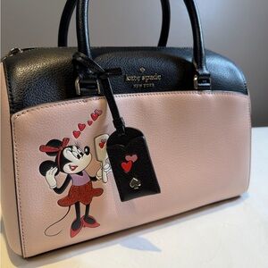 Disney Kate Spade Black and Pink Satchel Crossbody with Minnie Mouse
